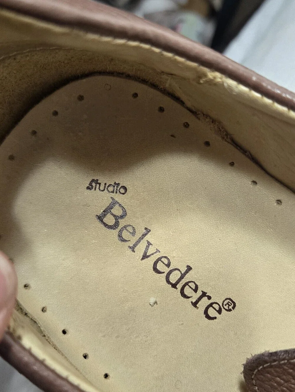 Belvedere Baybridge Men's Brown Pebbled Leather Tied Shoe sz 15D